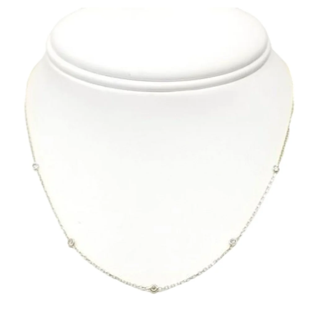 17.5" 925 Italy Gold overlay Necklace with 5 stones - Picture 4 of 13